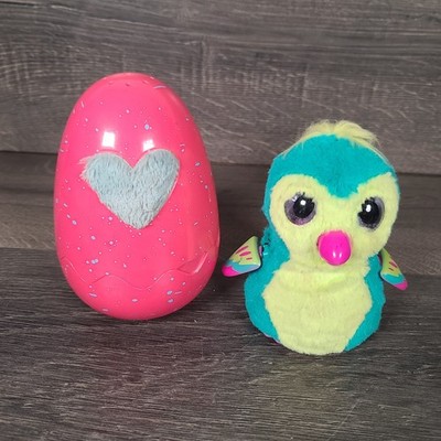 Hatchimals Bird With Egg Light Up Talking Penguin Pink Green Teal-Tested