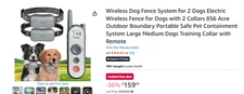 Wireless Dog Fence System Electric Fence 2 Dogs Large Medium with 2 Collar