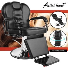 Black Recline Heavy Duty Hydraulic Barber Chair All Purpose Beauty Salon Styling