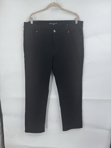 Chicos Straight Leg Jean Women 3R Black Sz 16 High Rise Zip Fly Stretch Denim