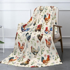 Cozy Cute Chicken Printed Flannel Blanket - Lightweight  Soft Throw for Kids, A