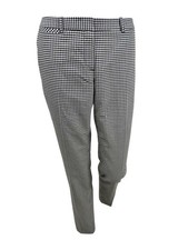 Tommy Hilfiger Women's Gingham Slim-Straight Ankle Dress Pants 10, Black/Ivory 