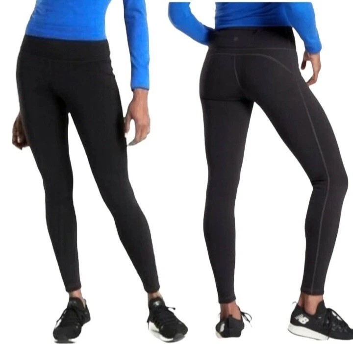 Athleta Alpine Valley Fleece Lined Tight Leggings Black XS