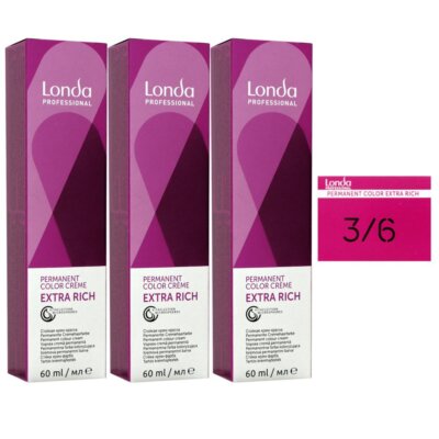 Londa Professional permanente Cremehaarfarbe Extra Rich 3 x 60 ml 3/6 dunkelbrau