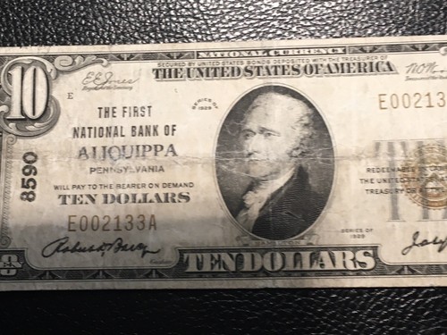 National Bank Note Aliquippa PA Rare 21 Known But Cleaned Scuffed - Picture 2 of 5