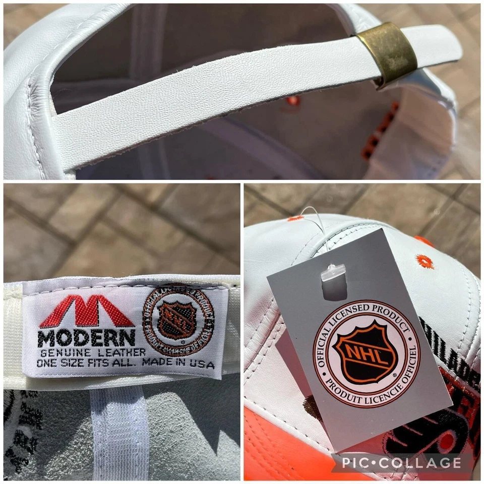 De colección Años 90 NHL Philadelphia Flyers Hockey Deportes Inventario Muerto Sombrero de Cuero Foto 3 de 3