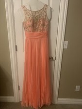 New RIVA DESIGNS Pink Peach Gold Ball Pageant Prom Dress Gown Size 2 Small