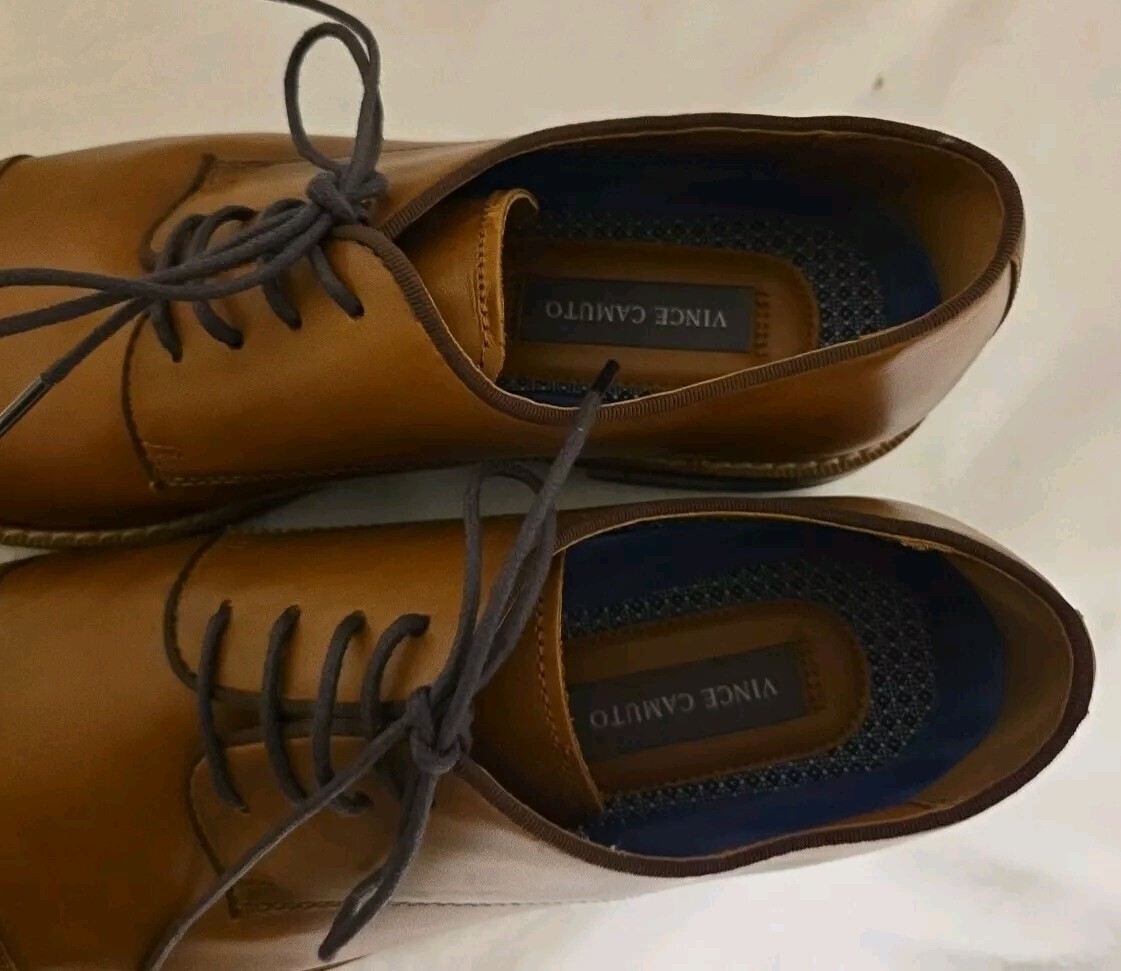 Vince Camuto Brown Leather Lamson Cap Toe Oxford Dress Shoes  display picture 1