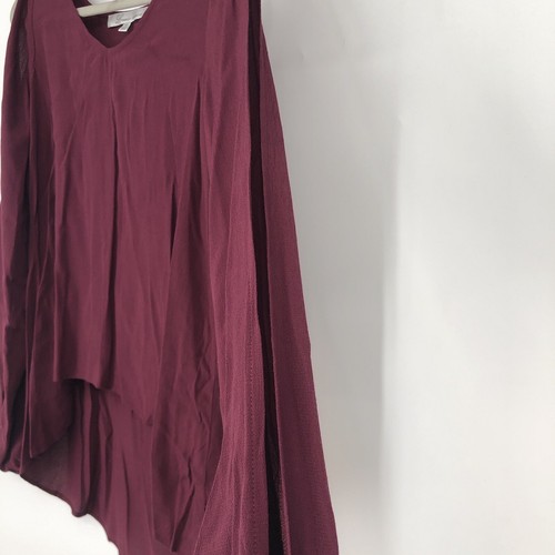 NEW Lovers + Friends Maroon High Low Top Blouse Long Split Sleeves Size XS - Picture 3 of 10
