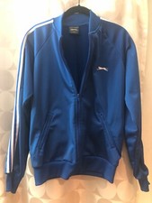 Vintage 80s Rockabilly Mens Size Medium Striped Warm Up Tennis Track Suit Blue