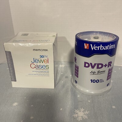 2 articles Cases Pack CD / DVD NEW-30 Pk / 100 VERBATIM 16X DVD+R 4.7GB Media 