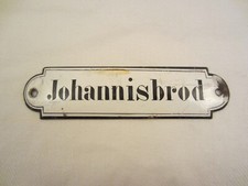 EMAIL METALL SCHILD Johannisbrod ANTIK ANTIQUIT&Auml;T ALT EMAILE CAROB JOHANNIS BROT