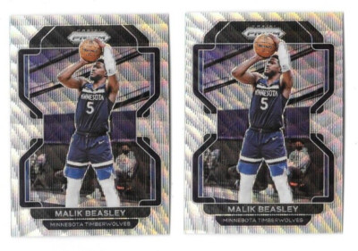 2021-22 PRIZM MALIK BEASLEY #98 SILVER WAVE PARALLEL LOT OF 2,TIMBERWOLVES