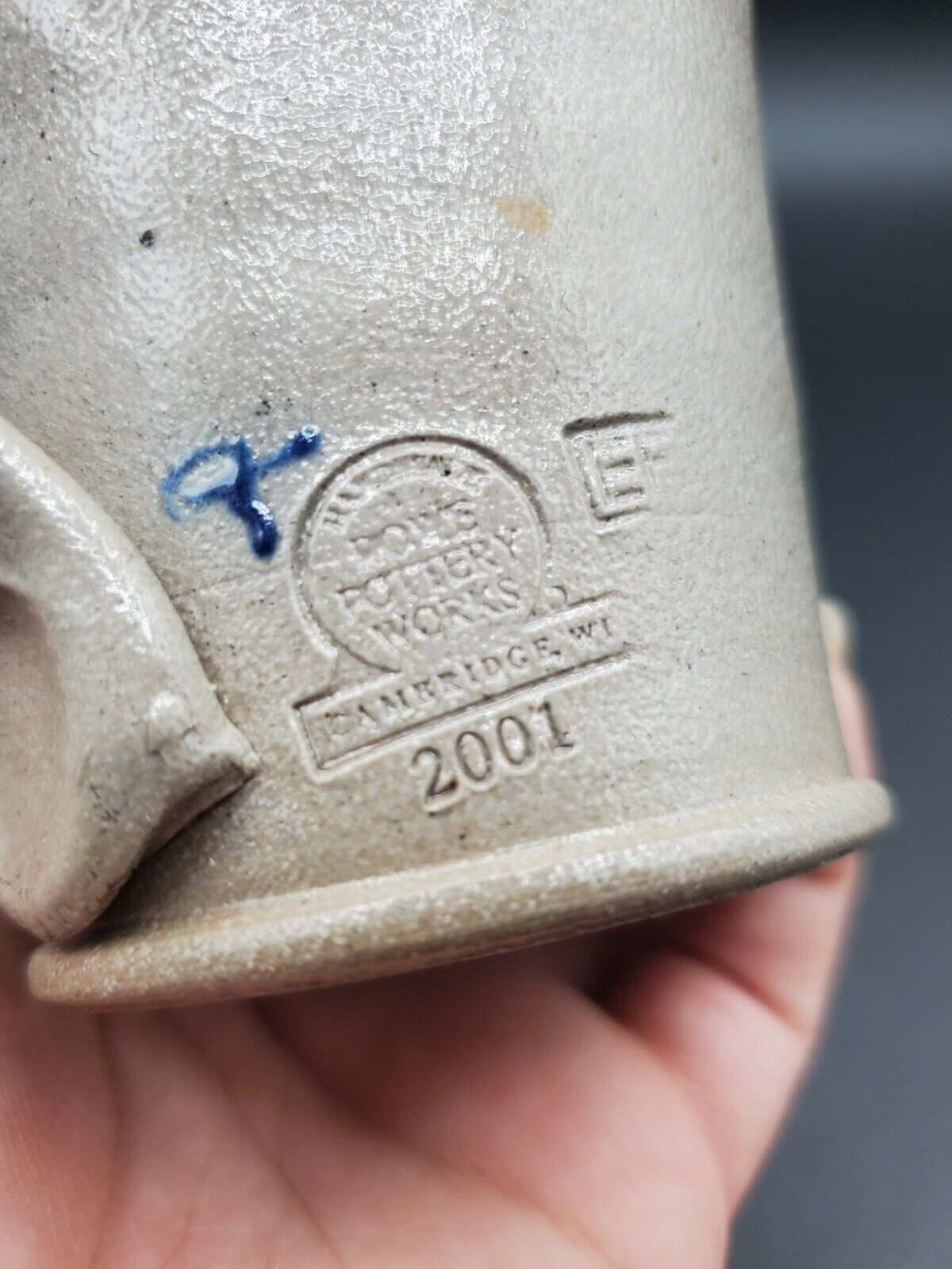 Rowe Studio Art Pottery 2001 Salt Glaze Mug Cup Apple Pumpkin? 