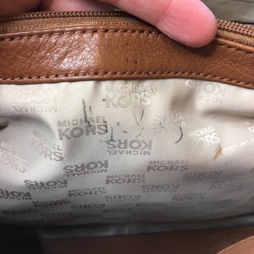 Borsa a tracolla Michael Kors MK Hamilton in pelle marrone cammello borsa per laptop custodia da trasporto - Foto 8 di 8