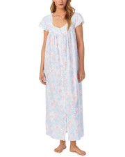 Nwt 78 EILEEN WEST 100 Woven COTTON LAWN Long Ballet Nightgown Robe POCKETS XS