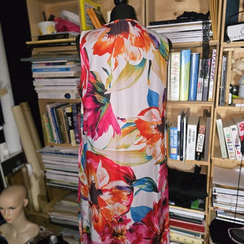 Bright Maxi Dress Flowers Slip On Sleeveless Pockets 40 Bust 14 To 16 A Line - Picture 6 of 9