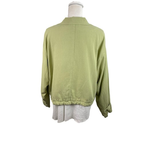 Blank NYC Größe Large gelb grün Leinenmischung leichte Jacke Sommer Grundnahrungsmittel - Bild 4 von 7