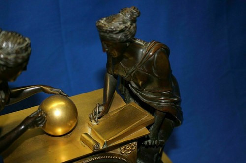 FRENCH FRENCH EMPIRE MANTEL CLOCK PENDULUM BRONZE RAVRIO BRONZE XIX - Picture 4 of 11