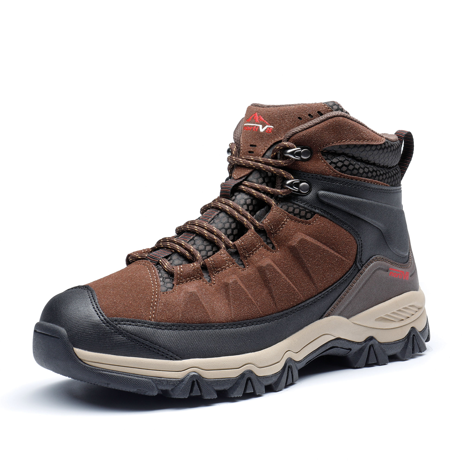 NORTIV 8 Men's Waterproof Hiking Boots Suede Leather Outdoor Trail