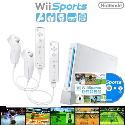 Nintendo Wii Konsole mit Controllern + Nunchuk inkl. Wii Sports Bundle      