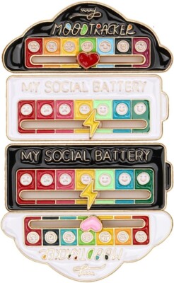 MY SOCIAL BATTERY Mood Broche Pin Funny Interactive Émail Badge Pins