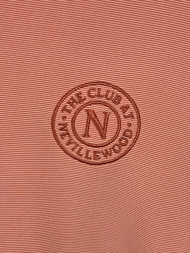 Polo golf uomo FJ FootJoy taglia large manica corta arancione a righe bianca - Foto 2 di 4