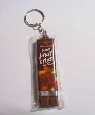 Van Houten FRUIT & NUTS Chocolate Bar KEYCHAIN Keyring Novelty 3'' Long Plastic 