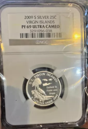 2009 S U.S. VIRGIN ISLANDS SILVER QUARTER NGC PF 69 ULTRA CAMEO Near Perfect
