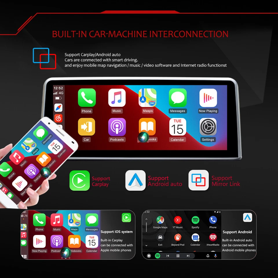 10.25" Android 14 6+64GB Car Stereo Auto Radio CarPlay For 2005-2008 BMW X3 E83 - Image 3 of 4