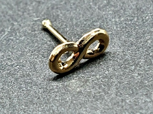 Gold Infinity Nose Stud Genuine 9k 9ct Gold Osiris Symbol 22g (0.6mm) Ball End - Imagen 8 de 12