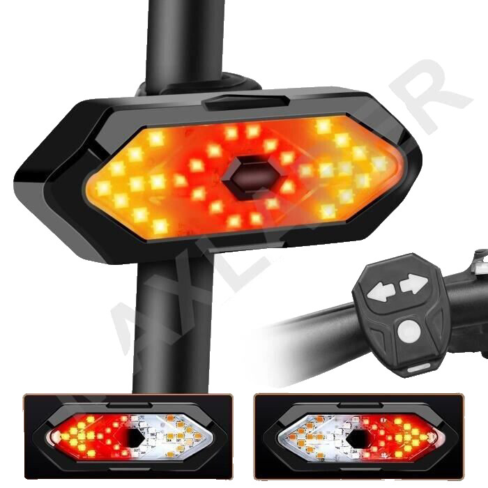 Feu arrière de vélo avec clignotants sans fil noir et 5 modes d éclairage