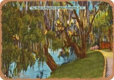 METAL SIGN - South Carolina Postcard - The walk in Magnolia Gardens, Charleston