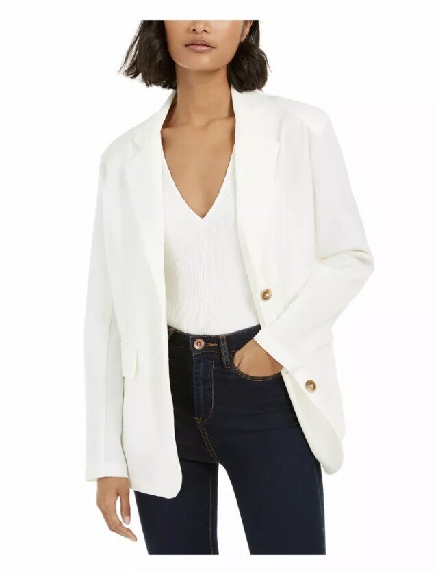Kit + Sky Womens White Shine Bright Blazer Jacket Size
