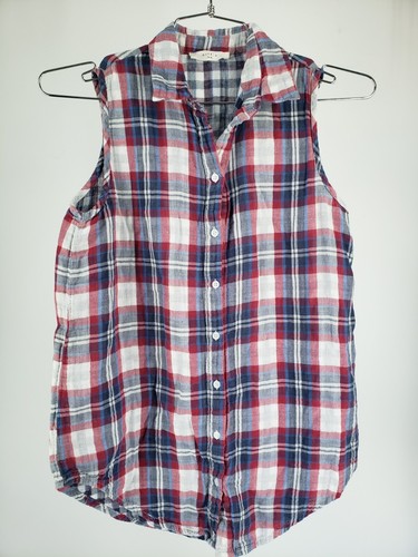 Elodie by Anthropologie Womens Medium Sleeveless Scoop Neck Lightweight Plaid