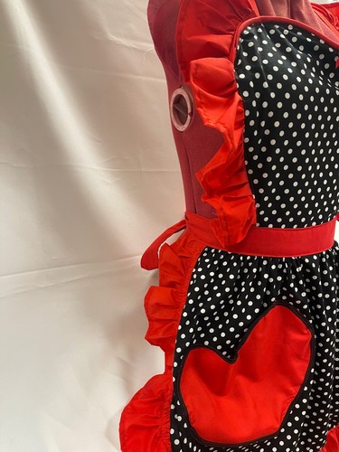 RETRO VINTAGE 50s STYLE FULL APRON with HEART SHAPED TOP & POCKET (VALENTINES) - Picture 4 of 9
