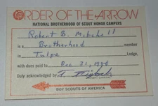 Boy Scout- OA Membership Card Lodge 245 Tulpe MAssachusetts 1980 RC6