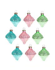 Set of 9 Multi Color Glass Bauble Ornaments Joyland Christmas Traditions New