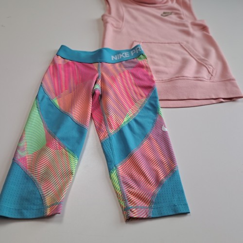 nike suit girl sleeveless turtle neck shirt plus 3/4 leggings size XS - Picture 2 of 13