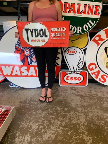 Antique Vintage Old Style Sign Tydol Motor Oil Made USA