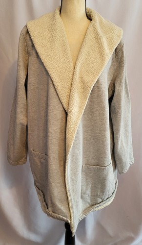 Eddie Bauer - Women's Open Fleece Cardigan Light Gray Pockets ~COZY CHIC~ XL - Picture 4 of 9