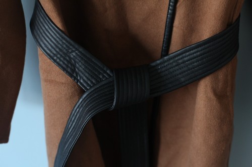 NUOVO! Cappotto avvolgente da donna Tahari taglia XL finta pelle marrone caramello nuovo con etichette - Foto 7 di 24