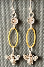 Lovely Gold and Silver Flower and Honey Bee Earrings