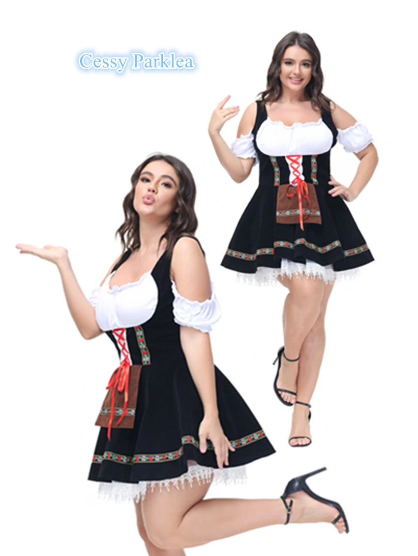 Z G14 Plus Size German Oktoberfest Bavarian Dirndl Lederhosen Beer Maid Costume