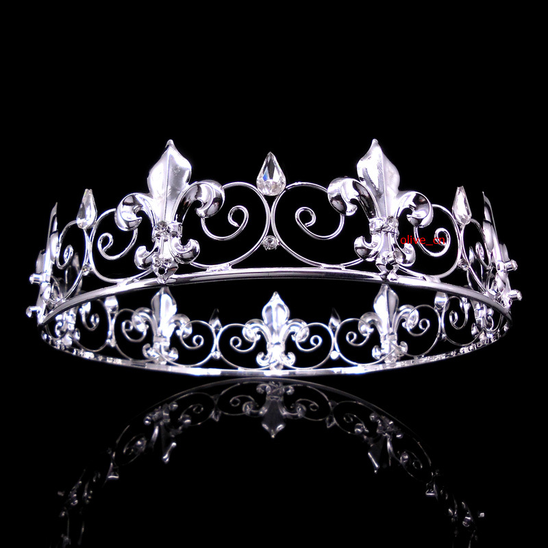 Men's Imperial Medieval Fleur De Lis Gold King Metal Crown 10cm Tall