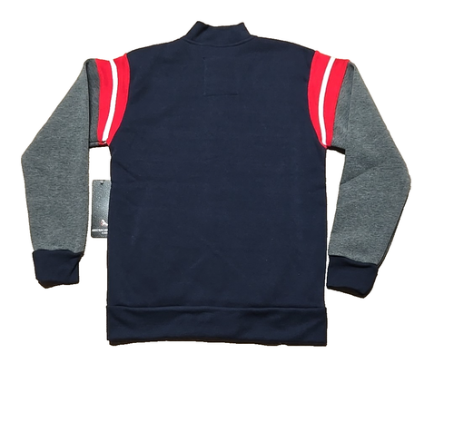 American Hawk Fleece Spring Boomer Style Jacket Youth Boys Lg Blue Red Wht New - Picture 6 of 9