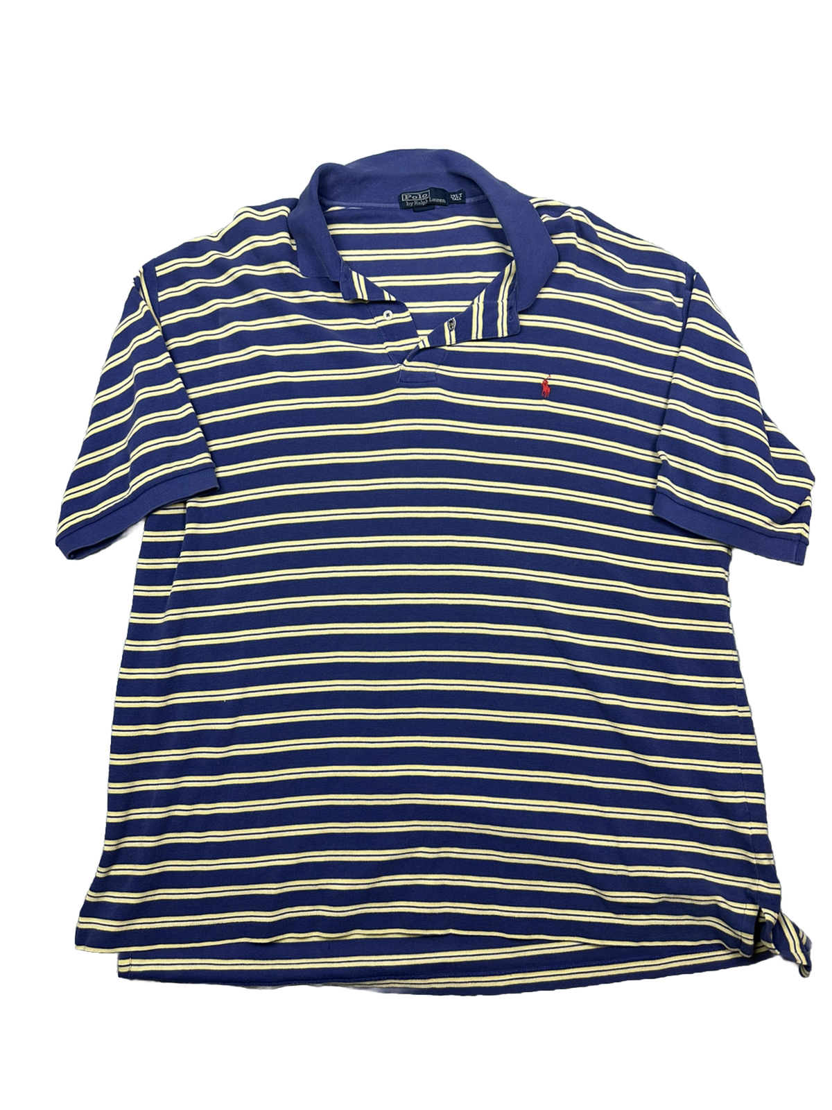 Polo Ralph Lauren camicia uomo 2XL alta 2XLT righe blu giallo rosso pony rugby