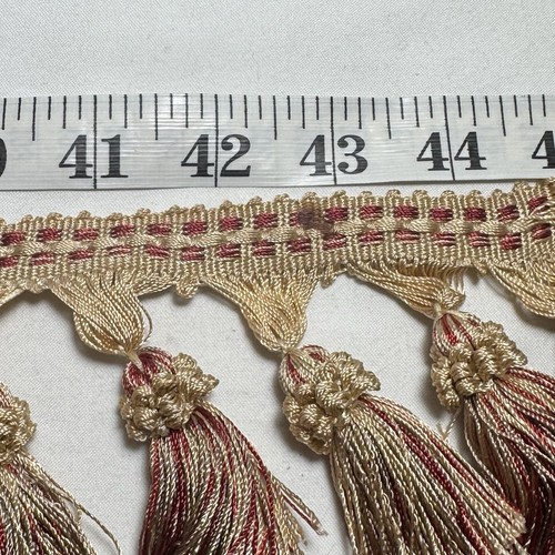 Red & Gold Tassel Fringe Trim Decor Embellishment One Piece 3.25 x 45” - Picture 5 of 5