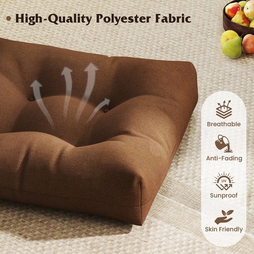 6PCS 21" x 21" Indoor/Outdoor Patio Chair Seat Cushion Pads Brown - Picture 7 of 9