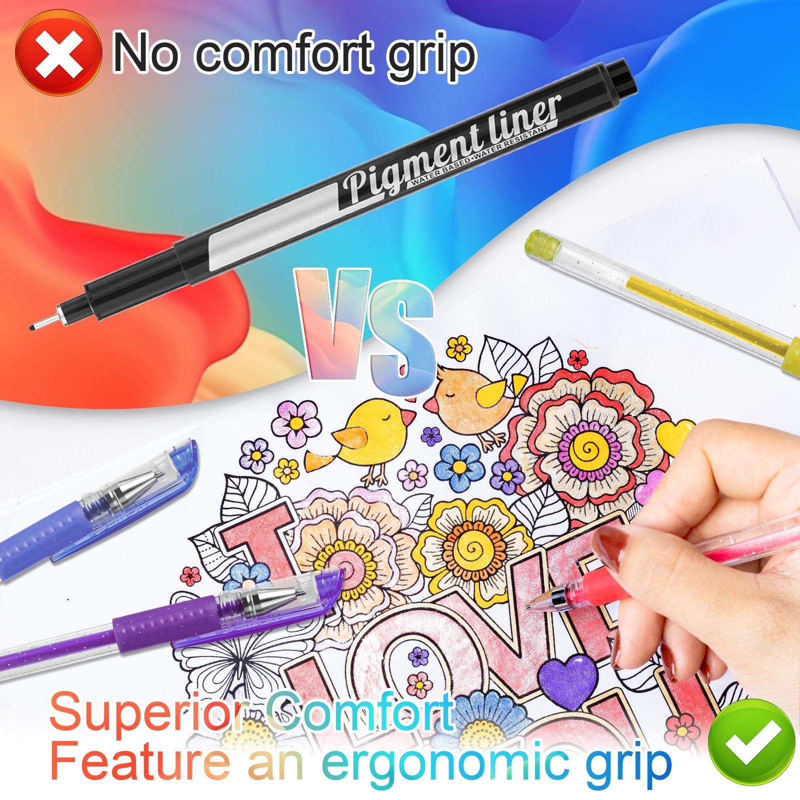 Aen Art Glitter Gel Pens for Adult Coloring Books, 36 Colors Gel Marker Set C...